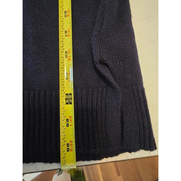 Lauren Ralph Lauren Navy Knit Sweater W/ Buttoned Cuffs & Drape Neck Size M - Picture 6 of 6